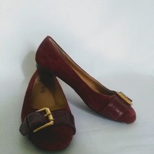 ❤️ Michael kors Red Suede Leather Ballerina Flats